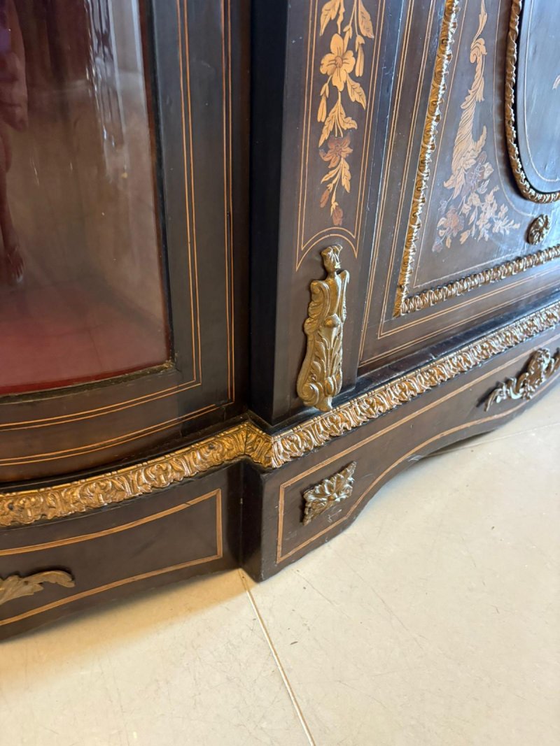 Outstanding Quality Antique Victorian Ebonised and Inlaid Floral Marquetry Credenza/Sideboard - Image 8